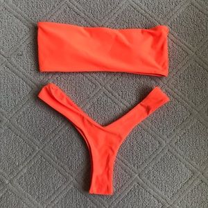 Orange Bandeau Bikini Set